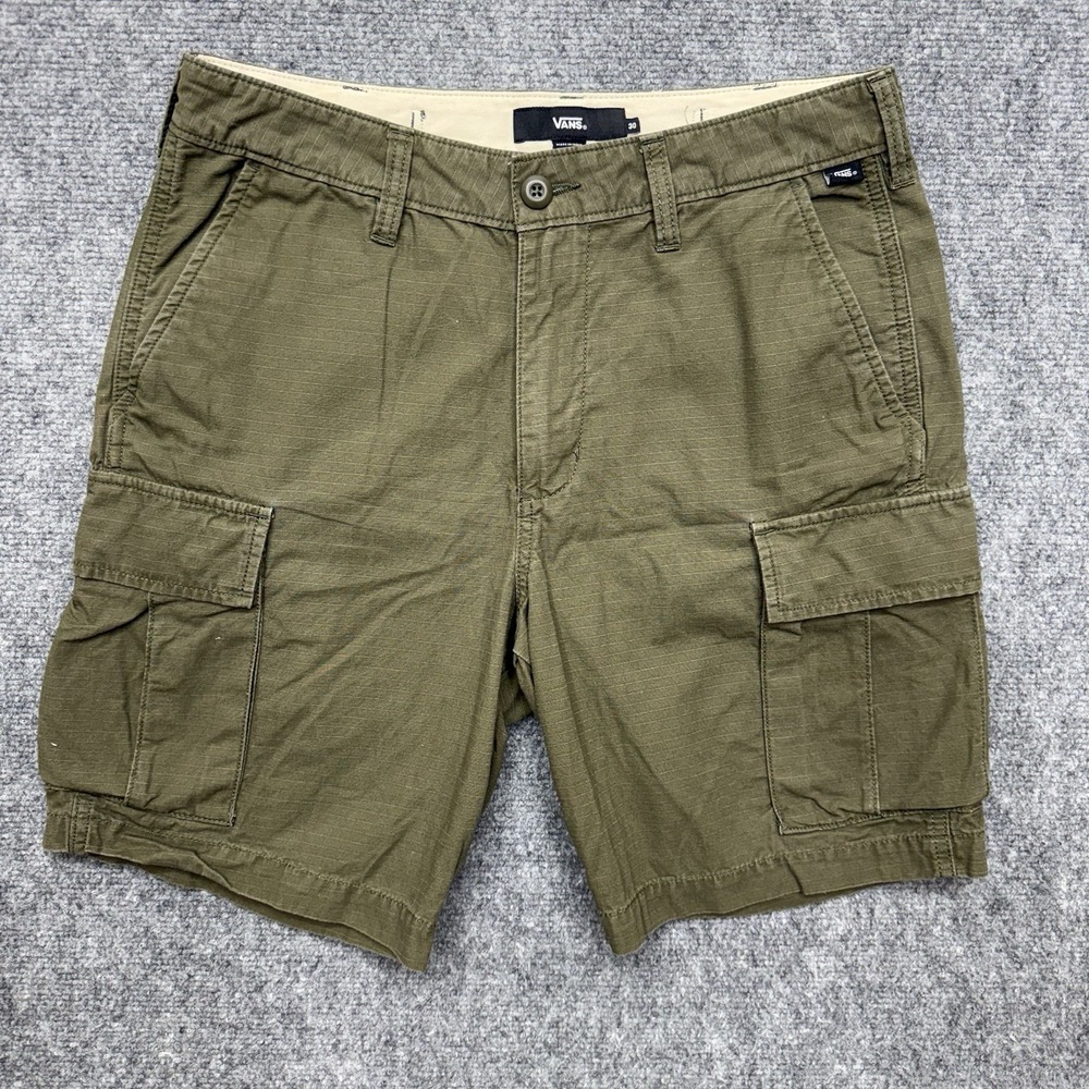 Vans Depot Cargo Shorts Green Canvas Men's size 30 30x8 camping hiking work